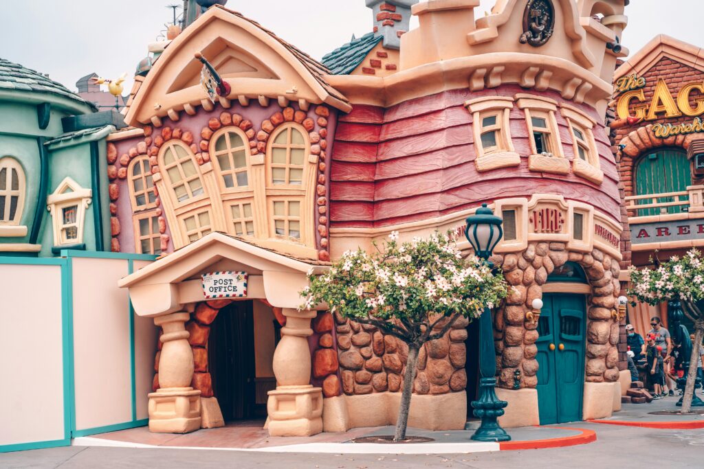 Colorful and cartoony buildings of Toon Town in Disneyland